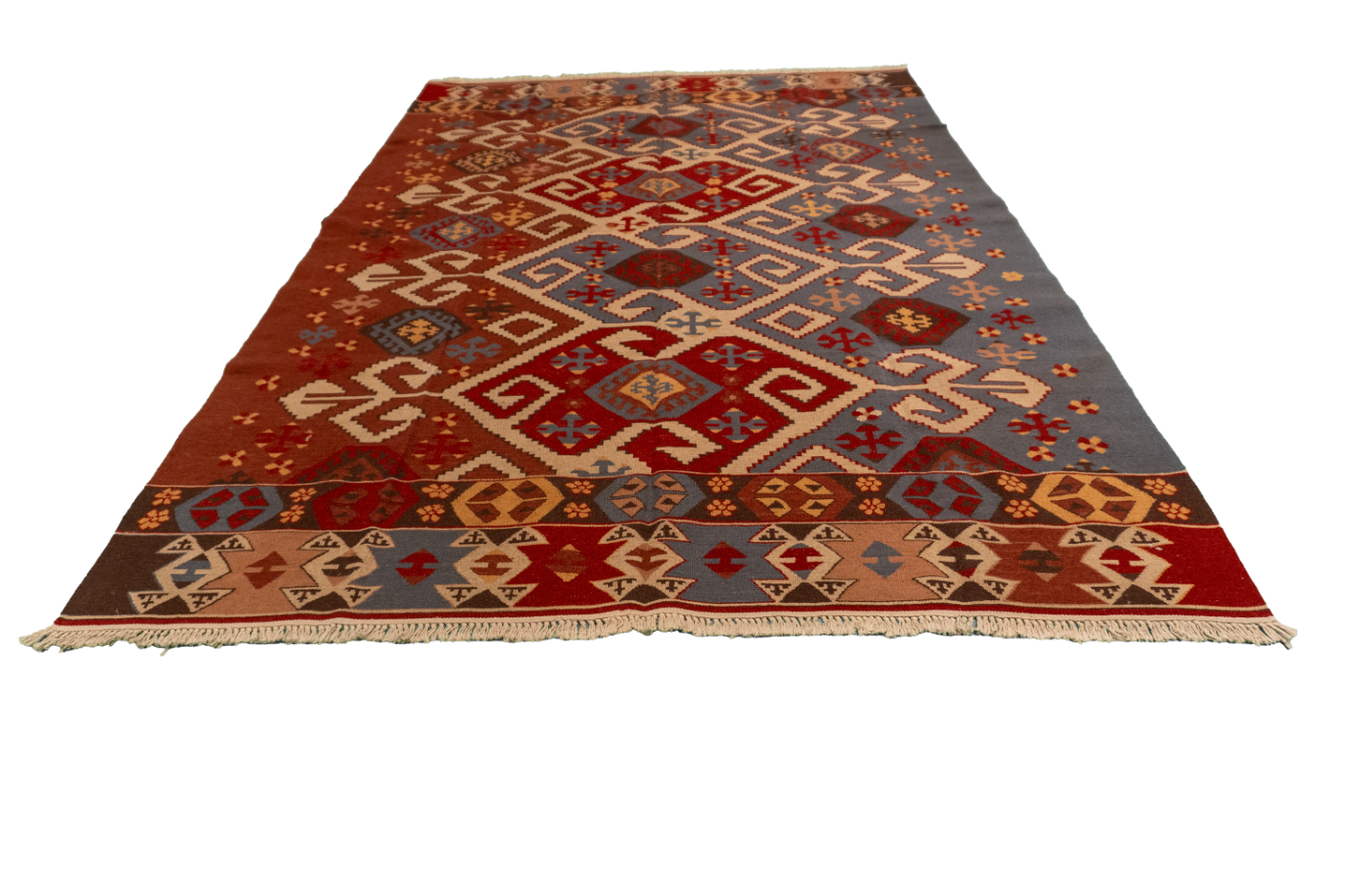 W 6.2 - L 8.11 - Kilim Fine/Wool All Over Rectangle - Finest Hand-Made Quality Wool - 19305