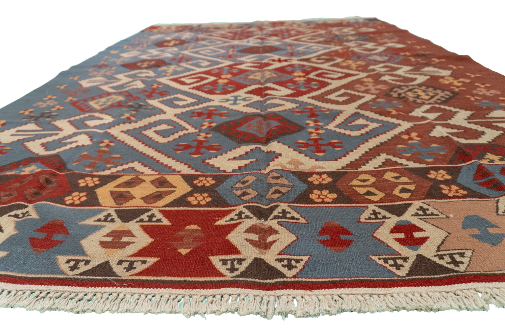 W 6.2 - L 8.11 - Kilim Fine/Wool All Over Rectangle - Finest Hand-Made Quality Wool - 19305