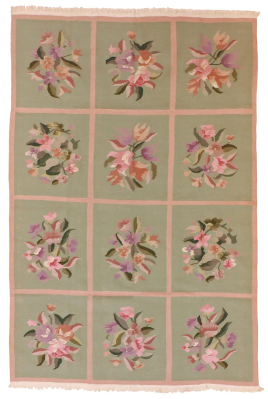 6 x 8.11 - Kilim Wool All Over Rectangle - Finest Hand-Knotted Quality Wool — 19306