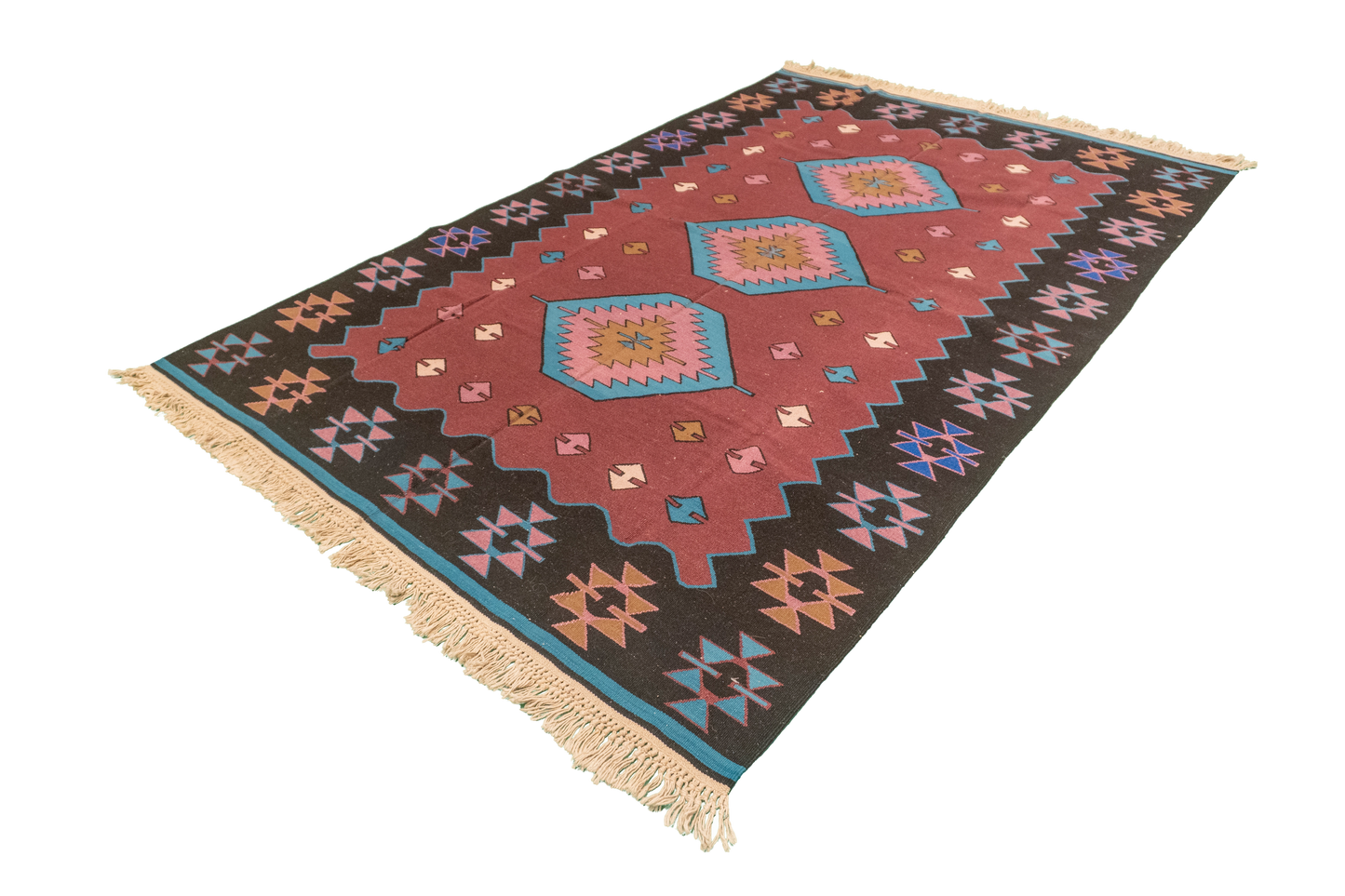 W 5.2 L 8 Kilim 100% Wool Hand-Woven All-Over Design - 19315
