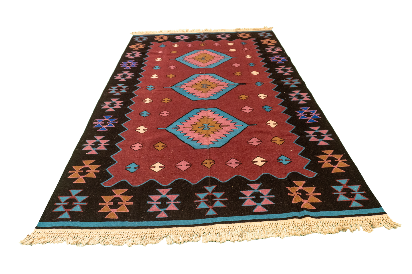 W 5.2 L 8 Kilim 100% Wool Hand-Woven All-Over Design - 19315