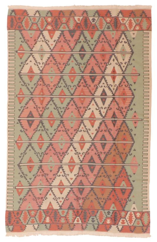 5.1 x 8 - Kilim Wool All Over Rectangle - Finest Hand-Made Quality Wool — 19317