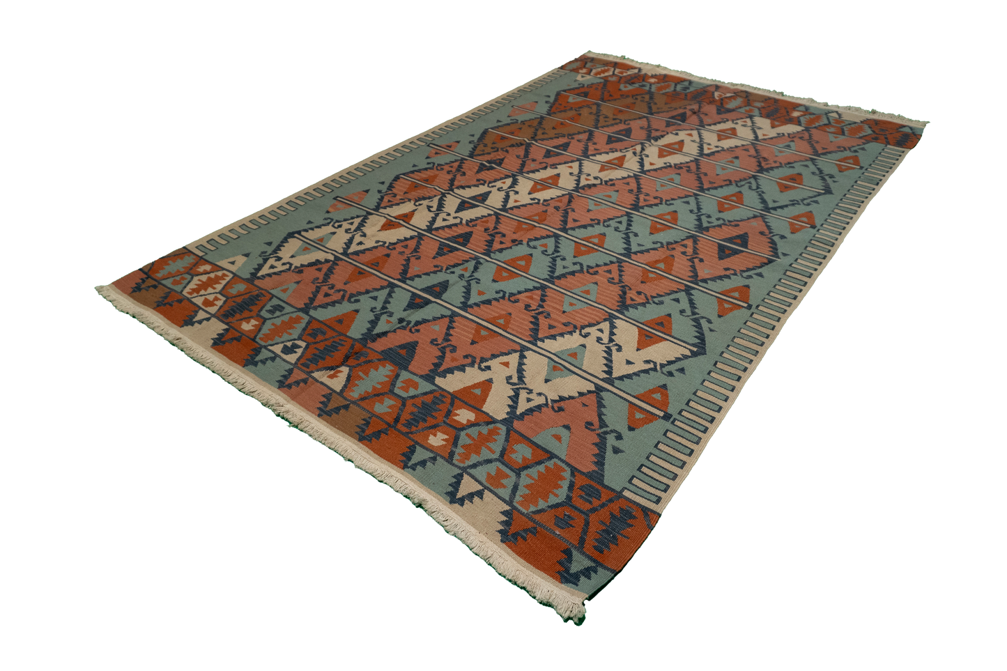 W 5.1 L 8 Kilim 100% Wool Hand-Woven All-Over Design - 19317