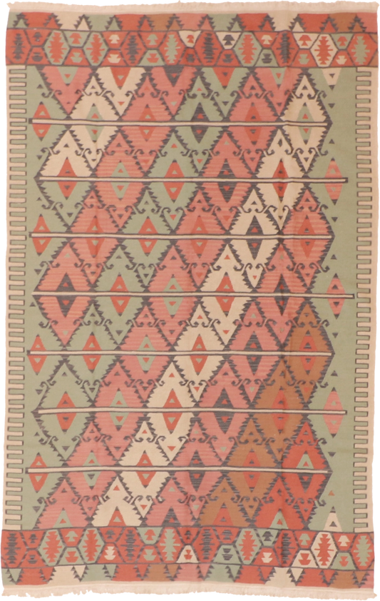 W 5.1 L 8 Kilim 100% Wool Hand-Woven All-Over Design - 19317