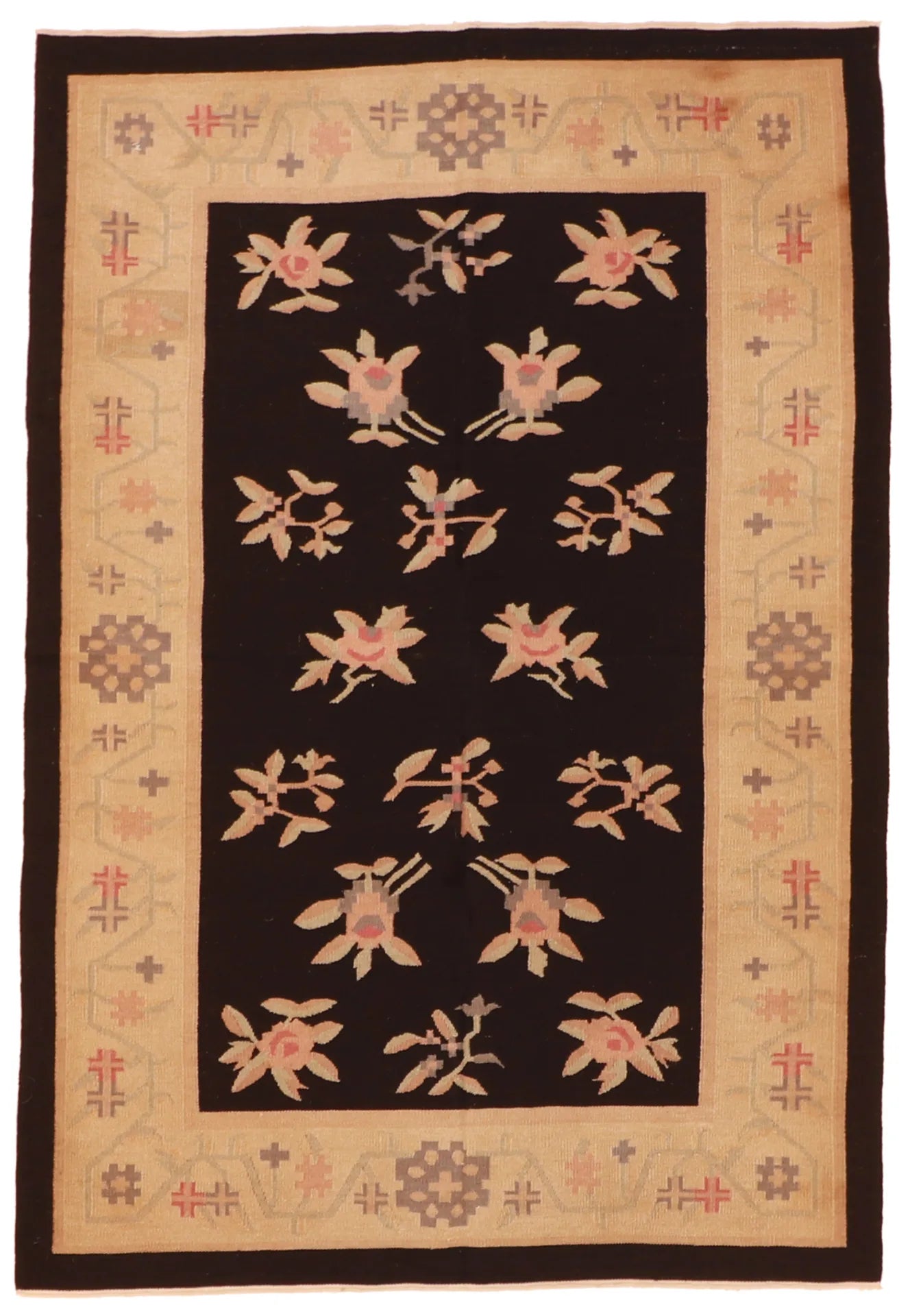4.1 x 6 - Kilim Wool All Over Rectangle - Finest Hand-Knotted Quality Wool — 19329