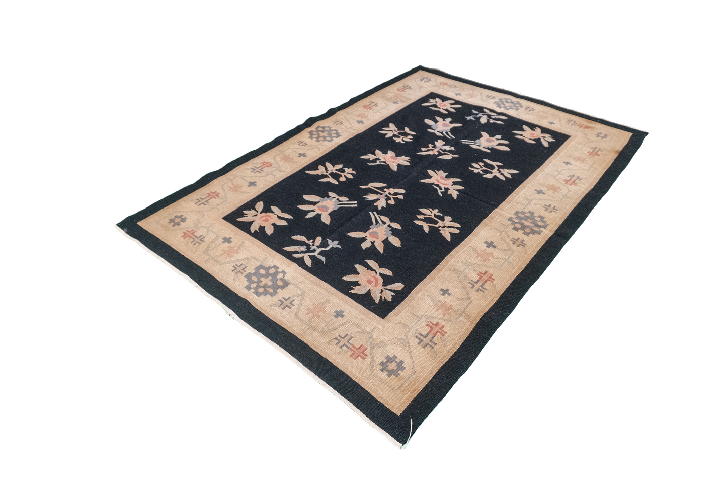 W 4.1 L 6 Kilim 100% Wool Hand-Woven All-Over Design - 19329
