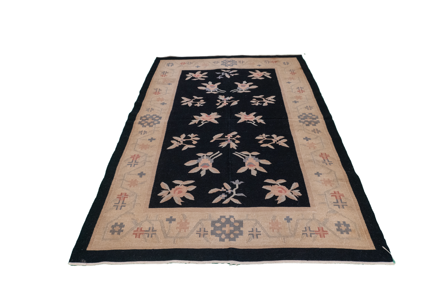 W 4.1 L 6 Kilim 100% Wool Hand-Woven All-Over Design - 19329