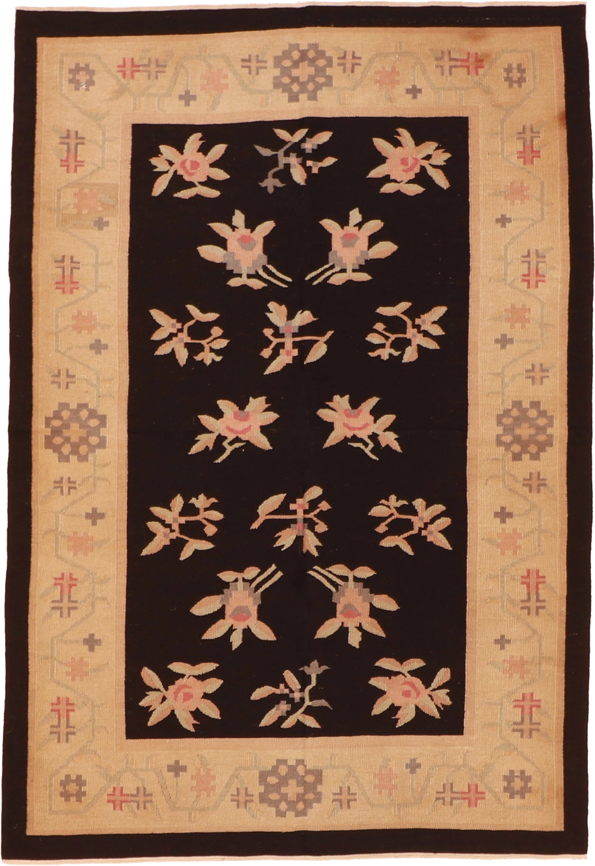 W 4.1 L 6 Kilim 100% Wool Hand-Woven All-Over Design - 19329