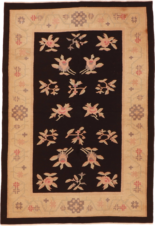 W 4.1 L 6 Kilim 100% Wool Hand-Woven All-Over Design - 19329