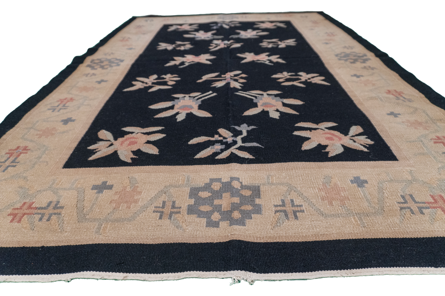W 4.1 L 6 Kilim 100% Wool Hand-Woven All-Over Design - 19329
