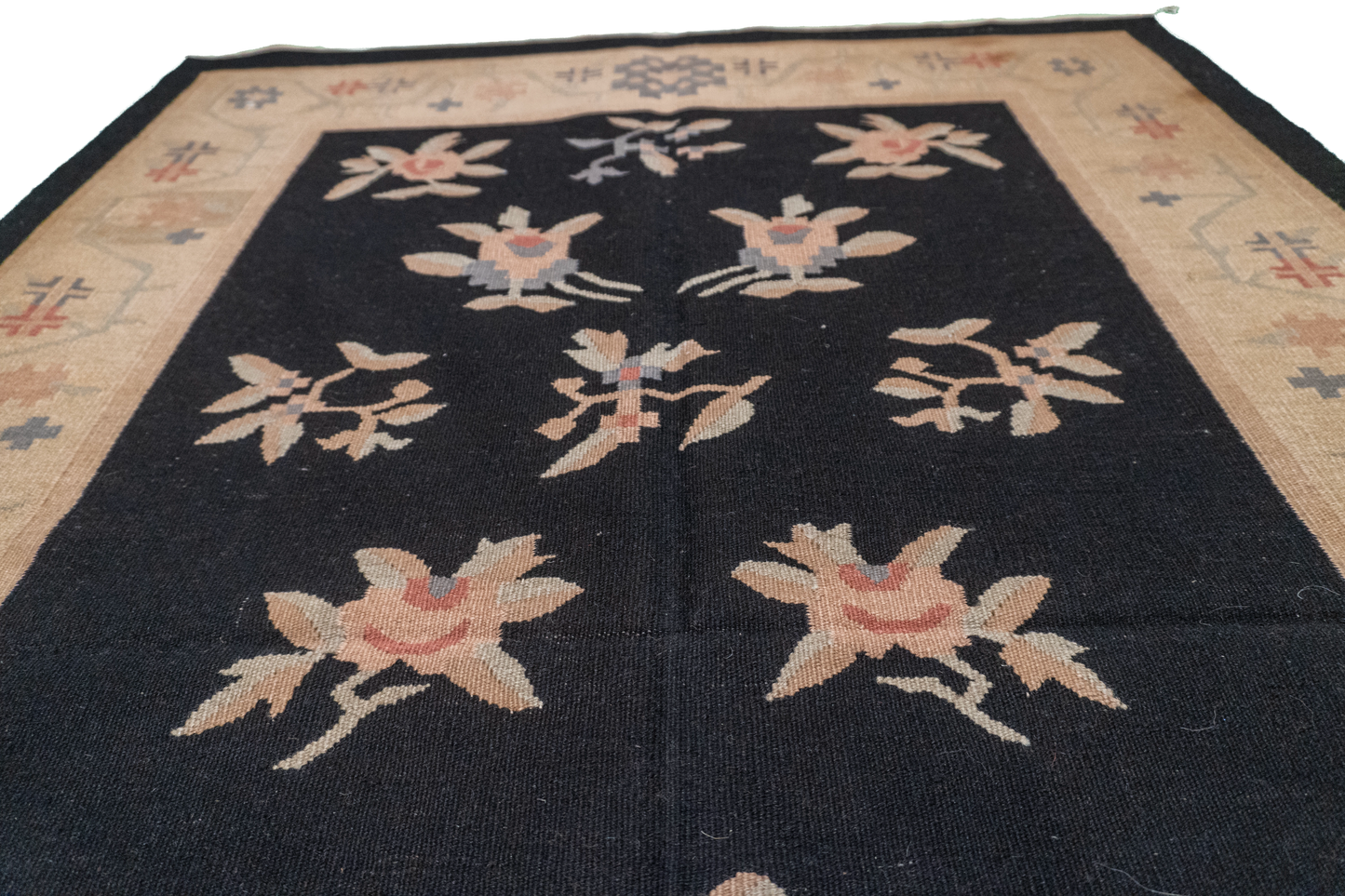 W 4.1 L 6 Kilim 100% Wool Hand-Woven All-Over Design - 19329