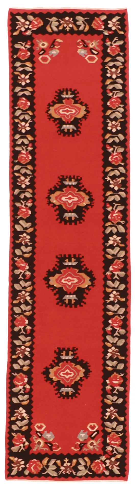 2.7 x 10 - Kilim Wool Floral Rectangle - Finest Hand-Knotted Quality Wool — 19371