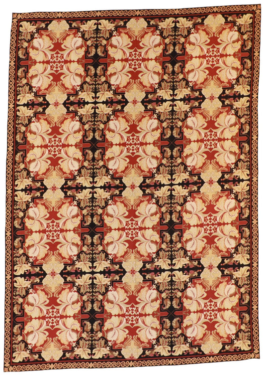 8.6 x 12.1 - Needle Point Wool Floral Rectangle - Finest Hand-Knotted Quality Wool — 19560