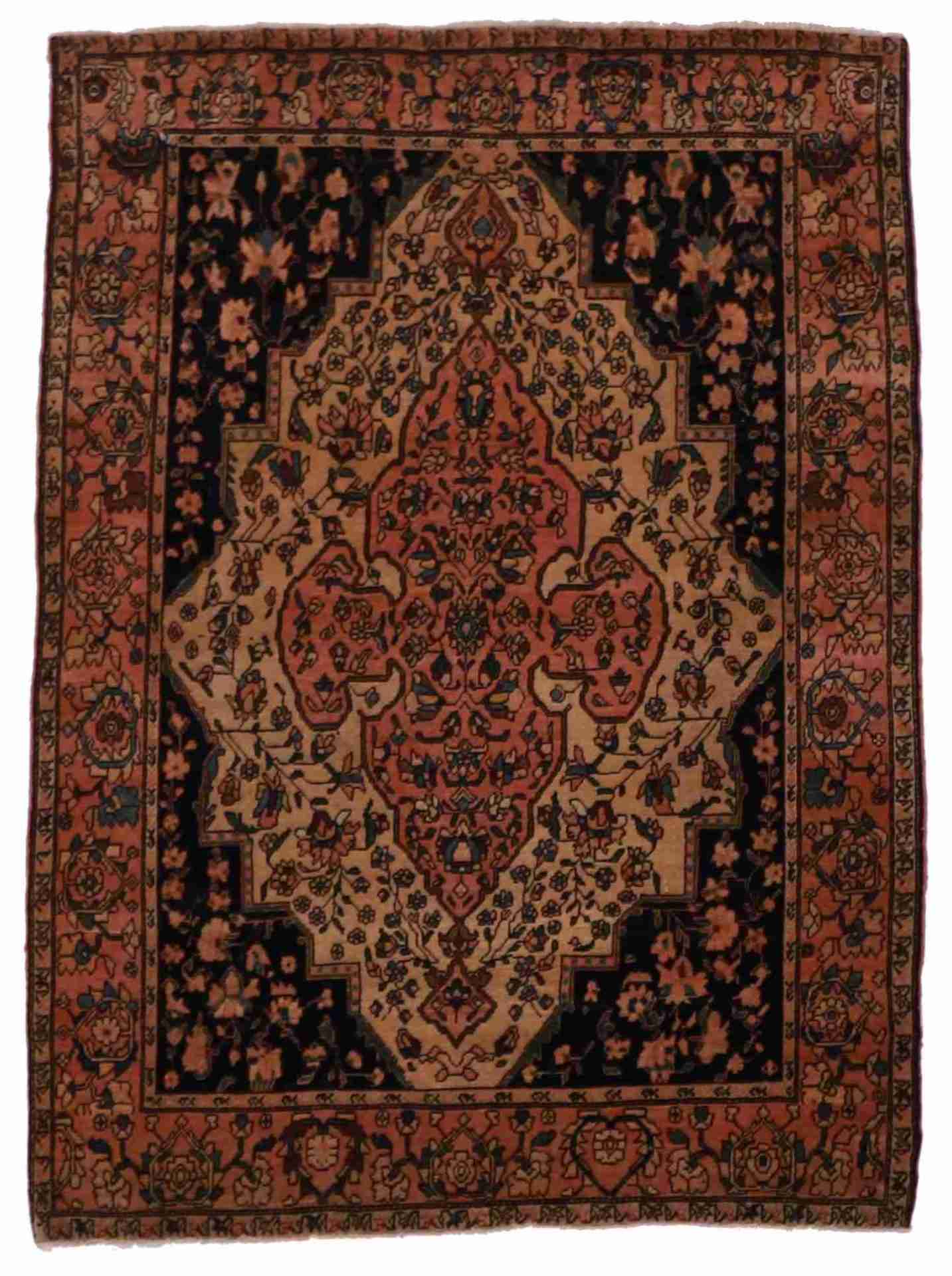 W 3.7 - L 4.10 - Frahan Fine/Wool All Over Rectangle - Finest Hand-Knotted Quality Wool - 19837