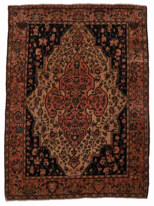 W 3.7 - L 4.10 - Frahan Fine/Wool All Over Rectangle - Finest Hand-Knotted Quality Wool - 19837