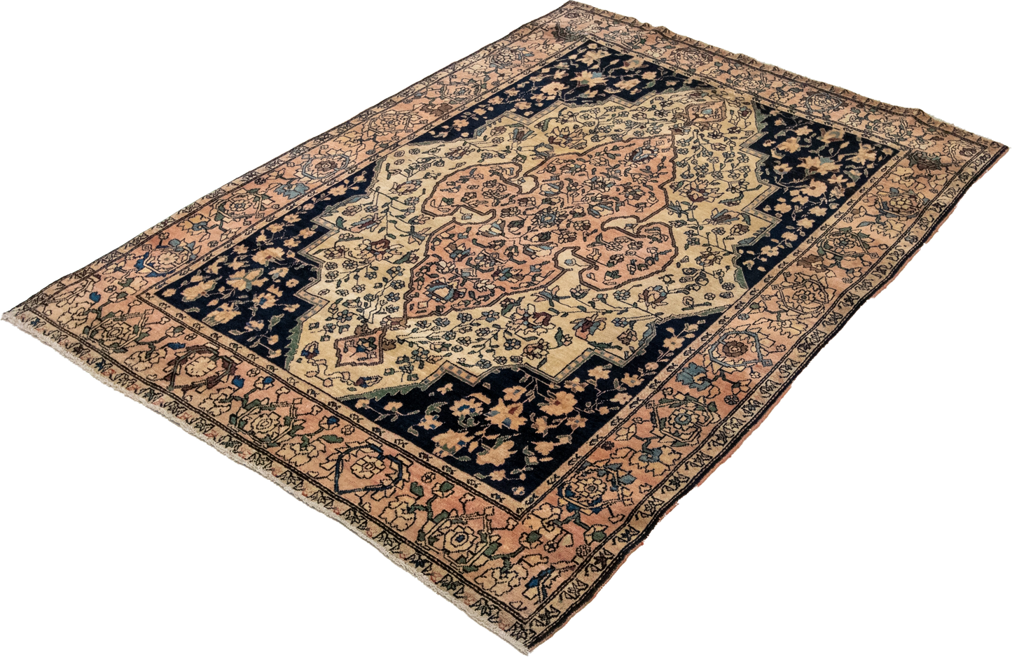 W 3.7 L 4.10 Frahan Antique 100% Wool Hand-Woven All-Over Design - 19837