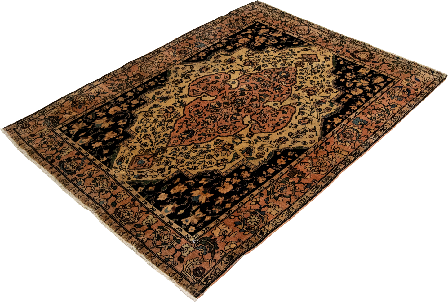 W 3.7 L 4.10 Frahan Antique 100% Wool Hand-Woven All-Over Design - 19837
