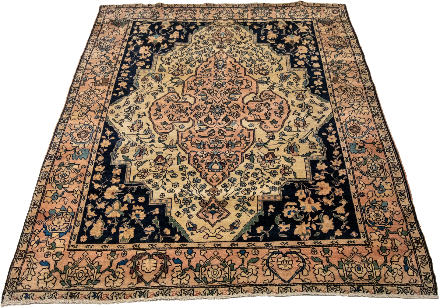 W 3.7 L 4.10 Frahan Antique 100% Wool Hand-Woven All-Over Design - 19837