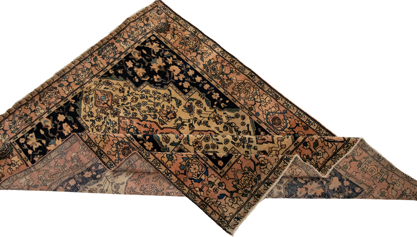 W 3.7 L 4.10 Frahan Antique 100% Wool Hand-Woven All-Over Design - 19837