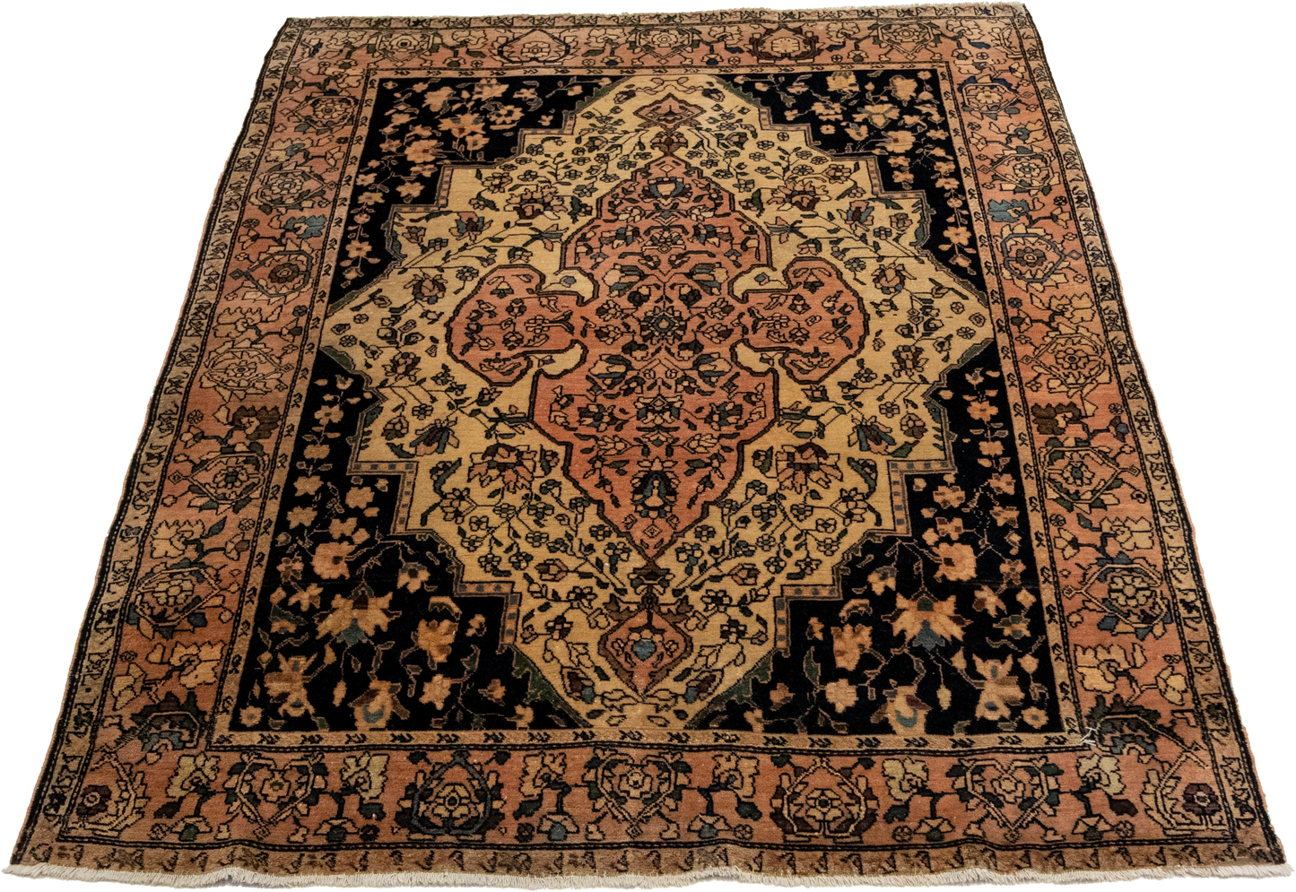 W 3.7 L 4.10 Frahan Antique 100% Wool Hand-Woven All-Over Design - 19837