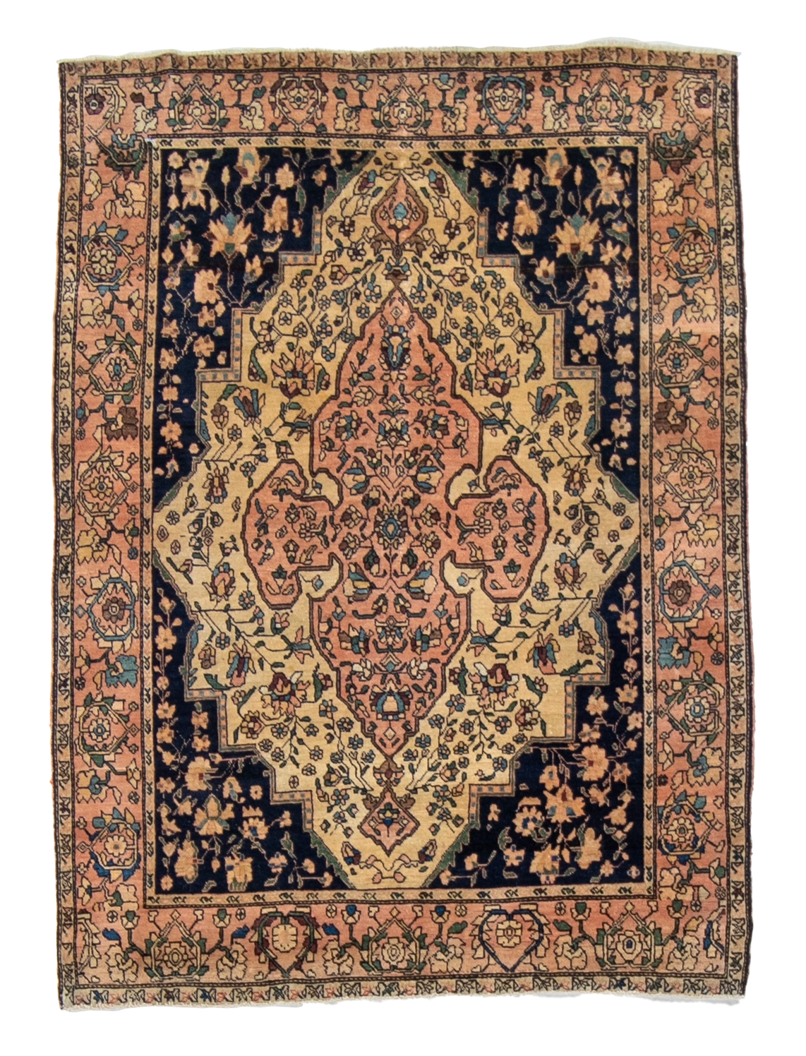 W 3.7 L 4.10 Frahan Antique 100% Wool Hand-Woven All-Over Design - 19837