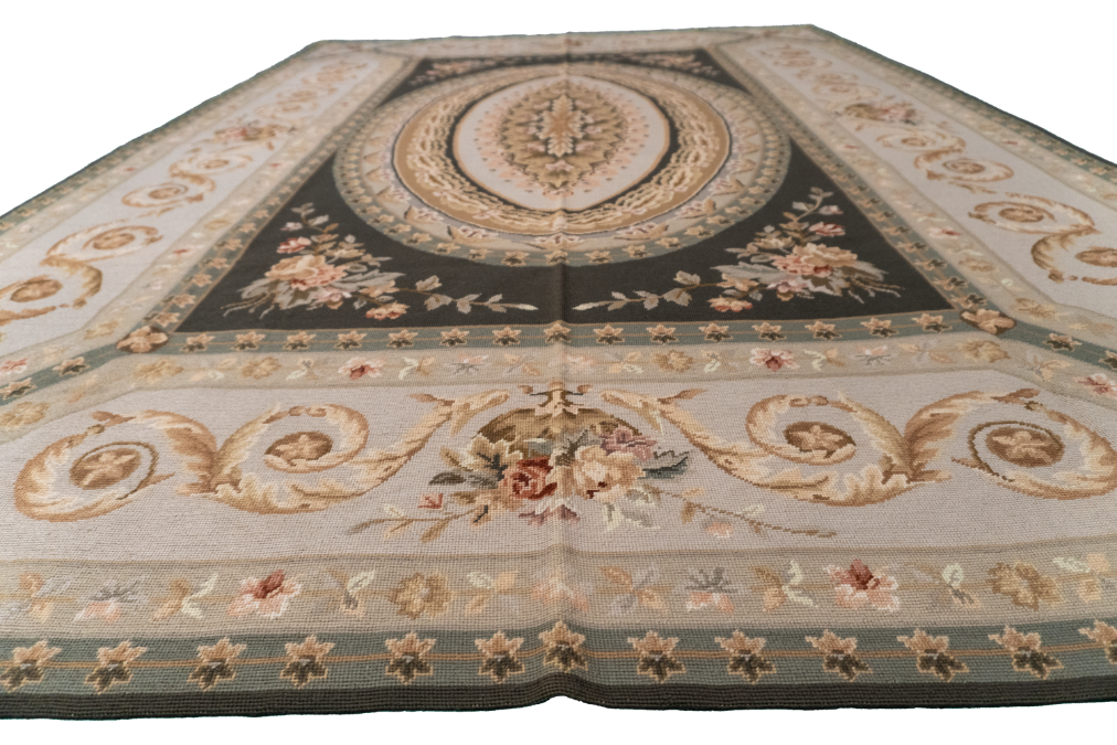 W 6.10 L 9 Needle Point 100% Wool Hand-Woven All-Over Design - 19964
