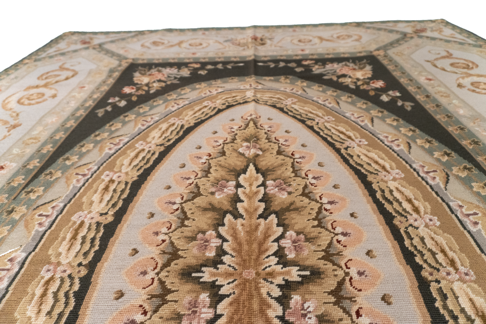 W 6.10 L 9 Needle Point 100% Wool Hand-Woven All-Over Design - 19964