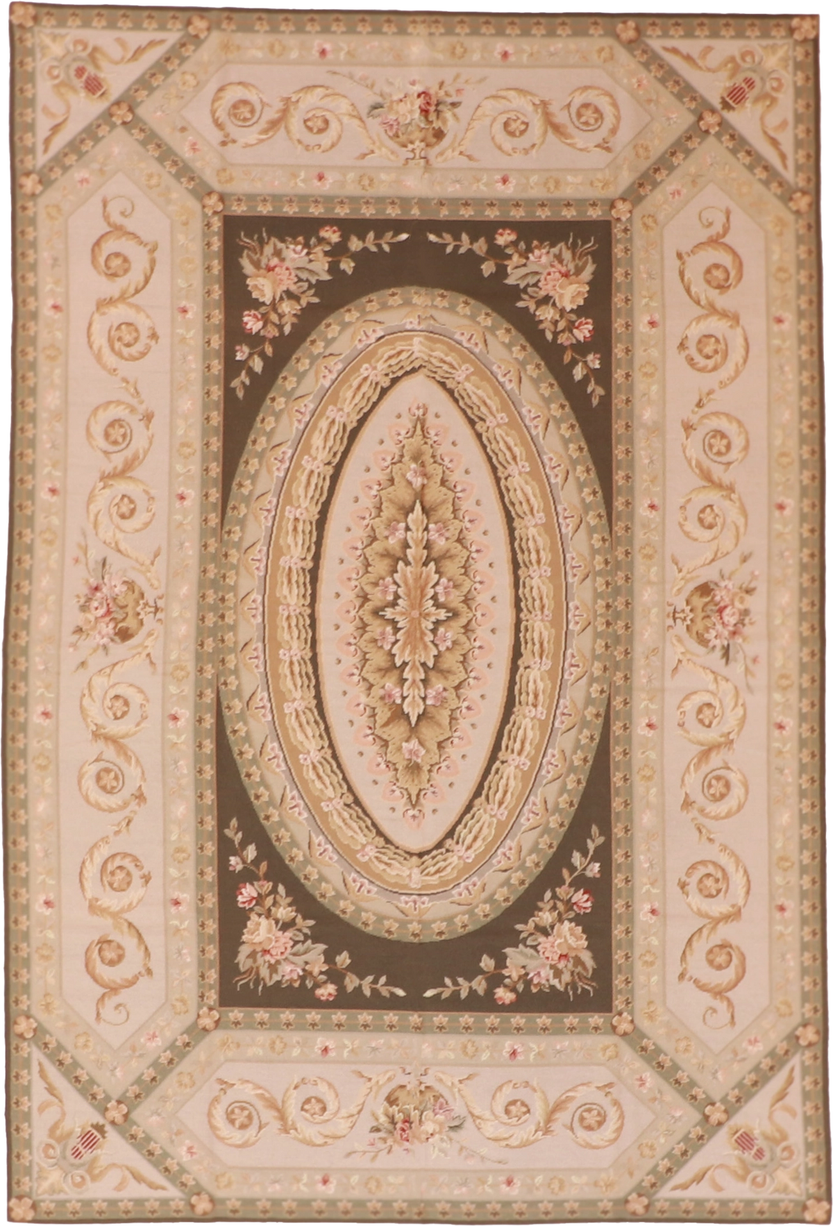 W 6.10 L 9 Needle Point 100% Wool Hand-Woven All-Over Design - 19964