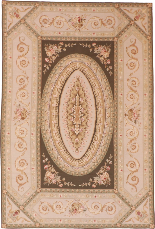 W 6.10 L 9 Needle Point 100% Wool Hand-Woven All-Over Design - 19964