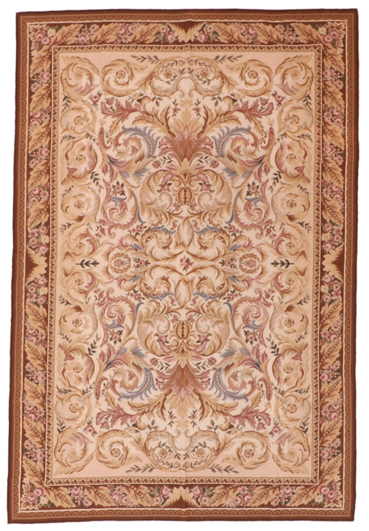 5.11 x 8.9 - Needle Point Wool All Over Rectangle - Finest Hand-Knotted Quality Wool — 19966