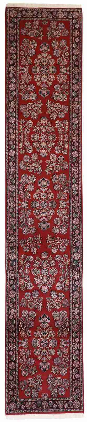 W 2.6 L 12.8 Sarouk Runner 100% Wool Hand-Woven All-Over Design - 19997