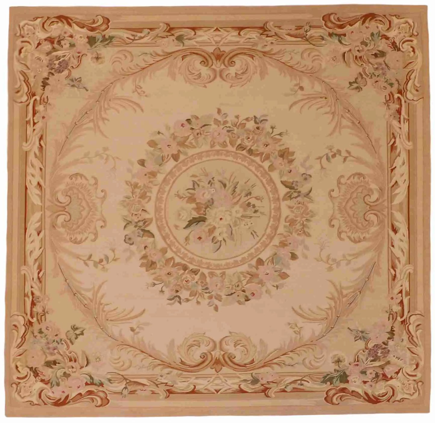 7 x 7.2 - Abusson Wool All Over Rectangle - Finest Hand-Made Quality Wool - 20062