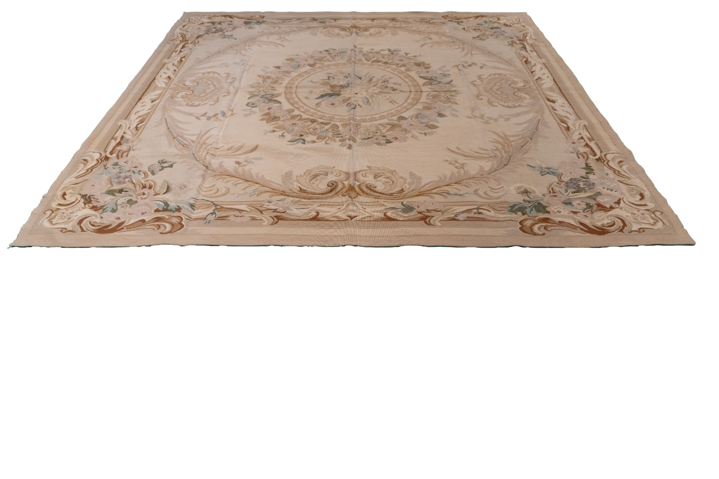 W 7 - L 7.2 - Abusson Wool All Over Square Tapestry - Finest Hand-Made Quality Wool - 20062