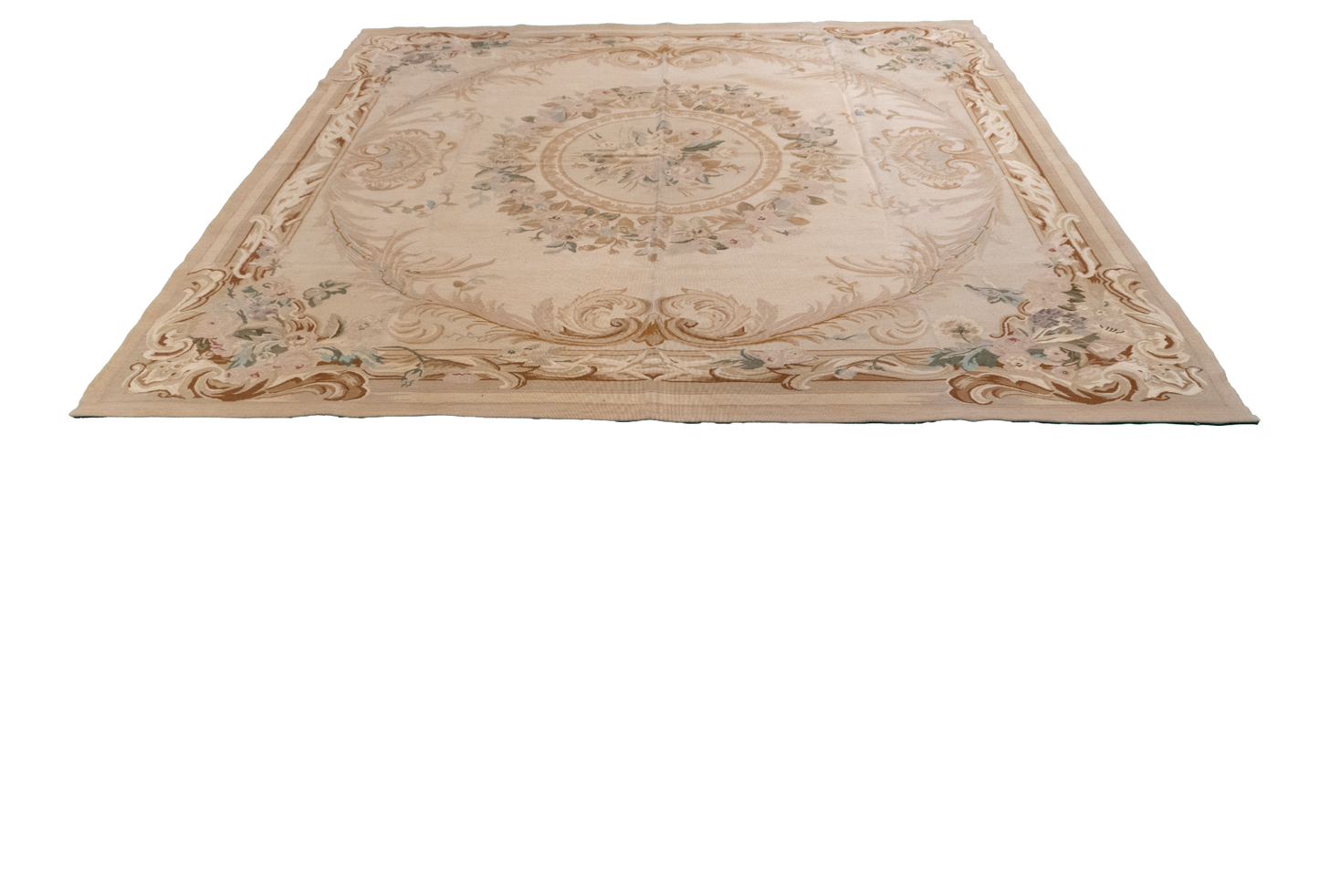 W 7 - L 7.2 - Abusson Wool All Over Square Tapestry - Finest Hand-Made Quality Wool - 20062