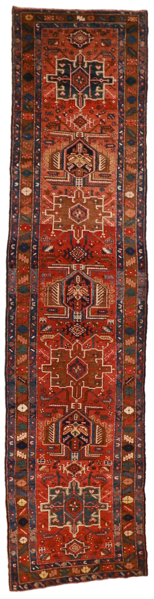 3.5 x 13.10 - Karajeh Fine Geometric Rectangle - Hand Woven Rug — 20316
