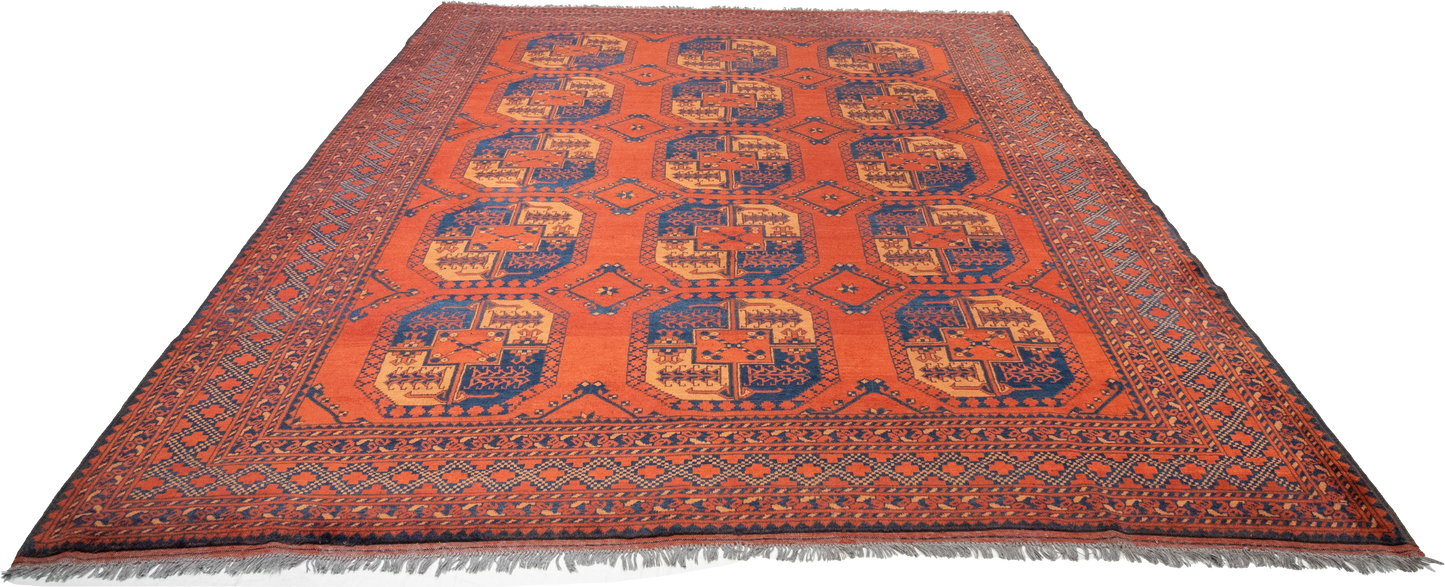 W 8.4 L 9.10 Turkaman 100% Wool Hand-Woven All-Over Design - 20337