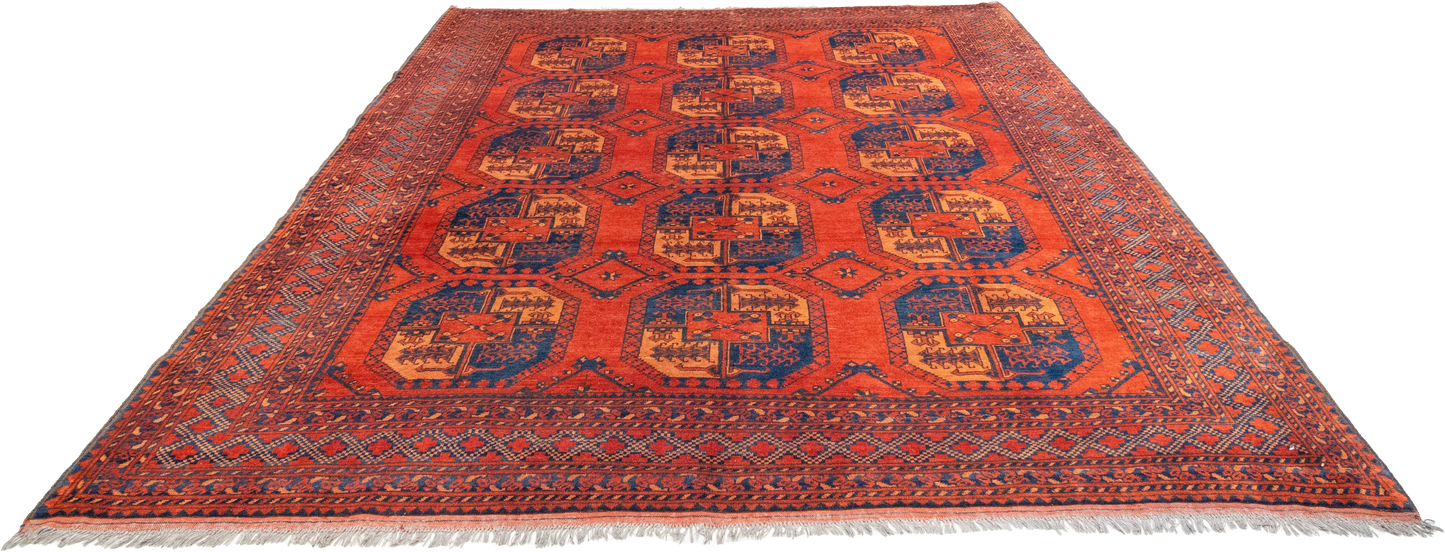 W 8.4 L 9.10 Turkaman 100% Wool Hand-Woven All-Over Design - 20337