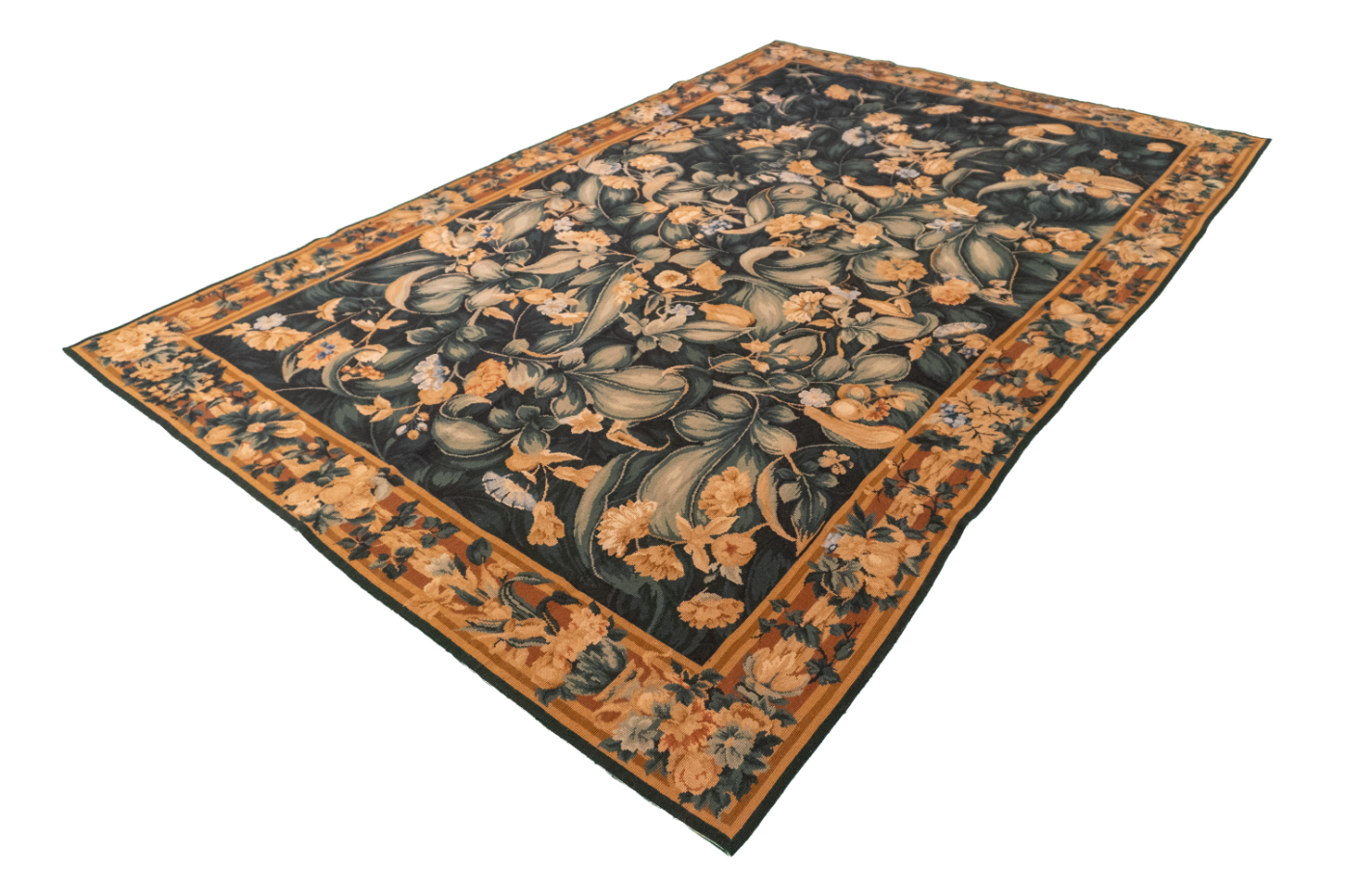 W 5.11 - L 9.3 - Needle Point Fine All Over Rectangle - Finest Hand-Made Quality Wool - 20358