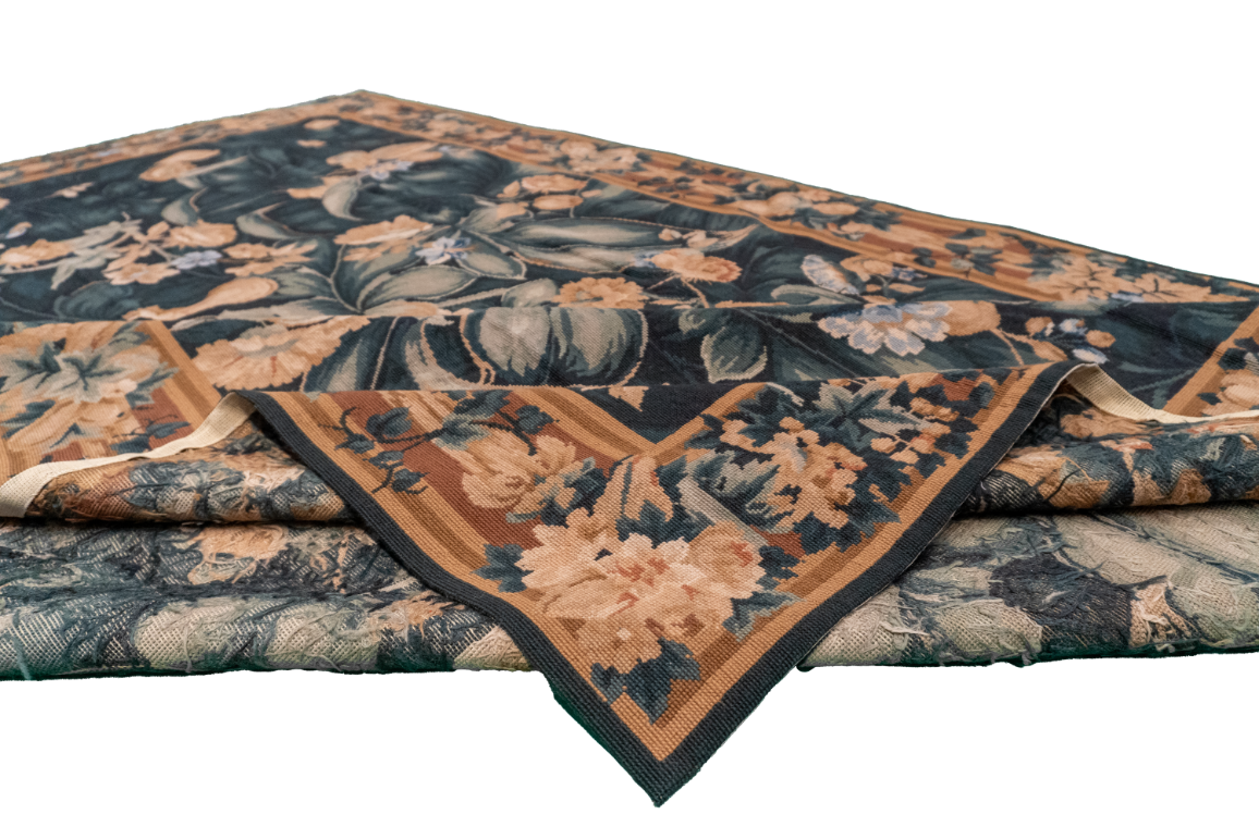 W 5.11 - L 9.3 - Needle Point Fine All Over Rectangle - Finest Hand-Made Quality Wool - 20358