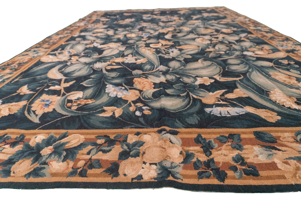 W 5.11 - L 9.3 - Needle Point Fine All Over Rectangle - Finest Hand-Made Quality Wool - 20358