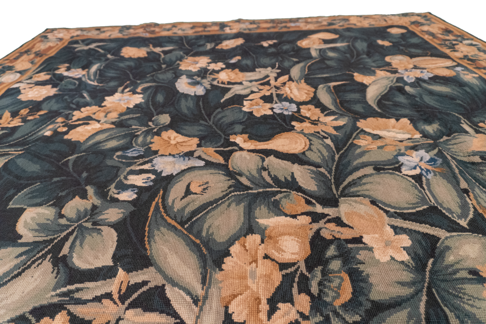 W 5.11 - L 9.3 - Needle Point Fine All Over Rectangle - Finest Hand-Made Quality Wool - 20358