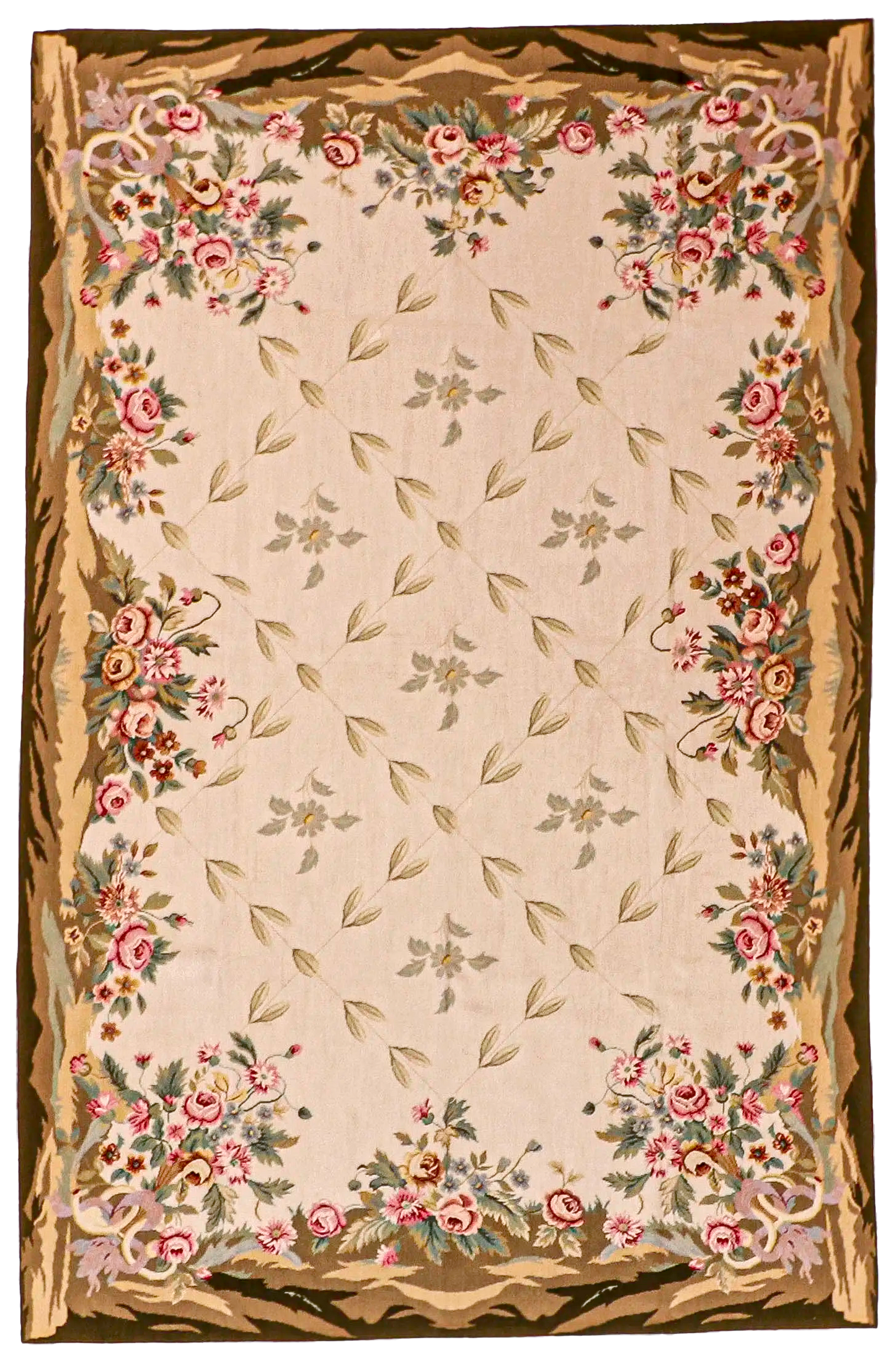 W 6 L 9.2 Needle Point 100% Wool Hand-Woven All-Over Design - 20359