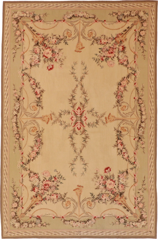 W 6 L 9 Needle Point 100% Wool Hand-Woven All-Over Design - 20360
