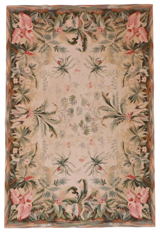 6.1 x 9.1 - Needle Point Wool All Over Rectangle - Finest Hand-Knotted Quality Wool — 20361