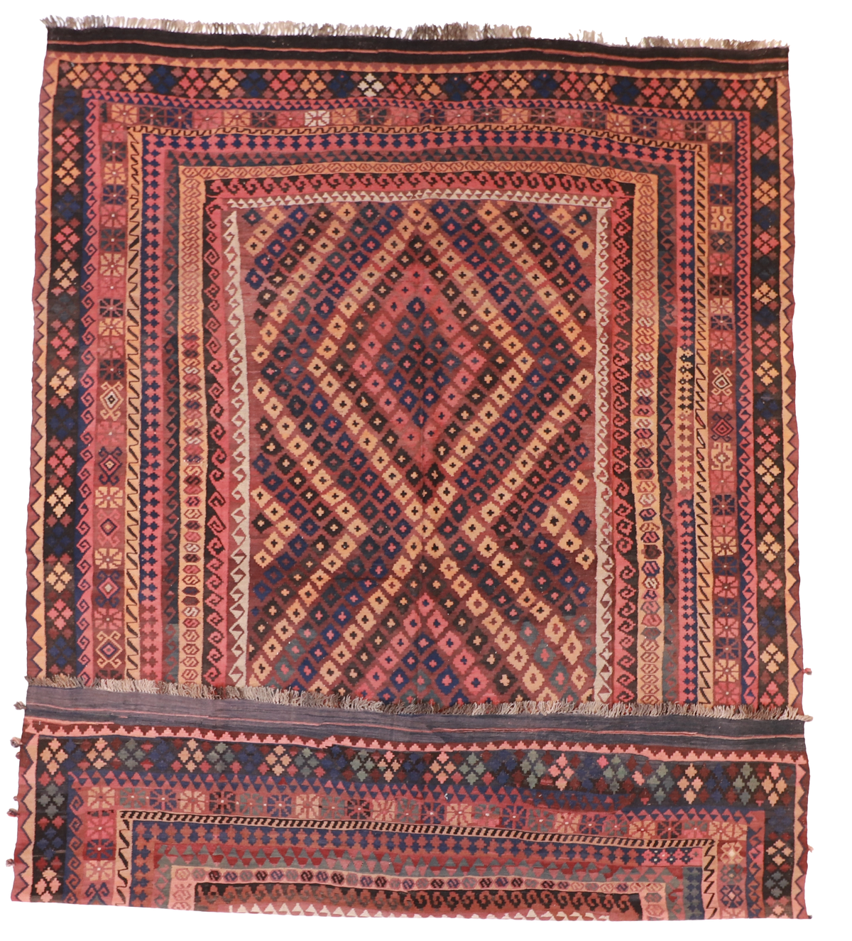 W 10 L 14.3 Kilim 100% Wool Hand-Woven All-Over Design - 20393