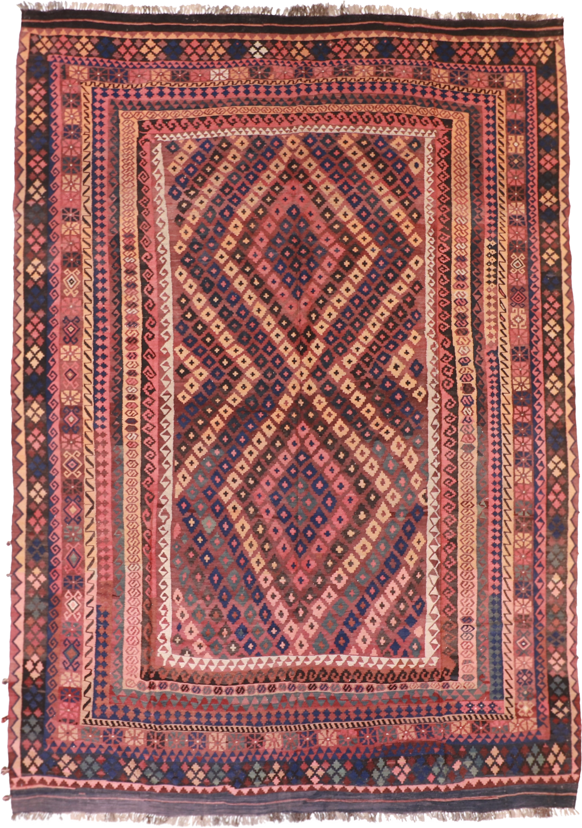 W 10 L 14.3 Kilim 100% Wool Hand-Woven All-Over Design - 20393