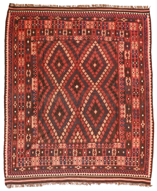 8.7 x 10.2 - Kilim Wool All Over Rectangle - Finest Hand-Knotted Quality Wool — 20401