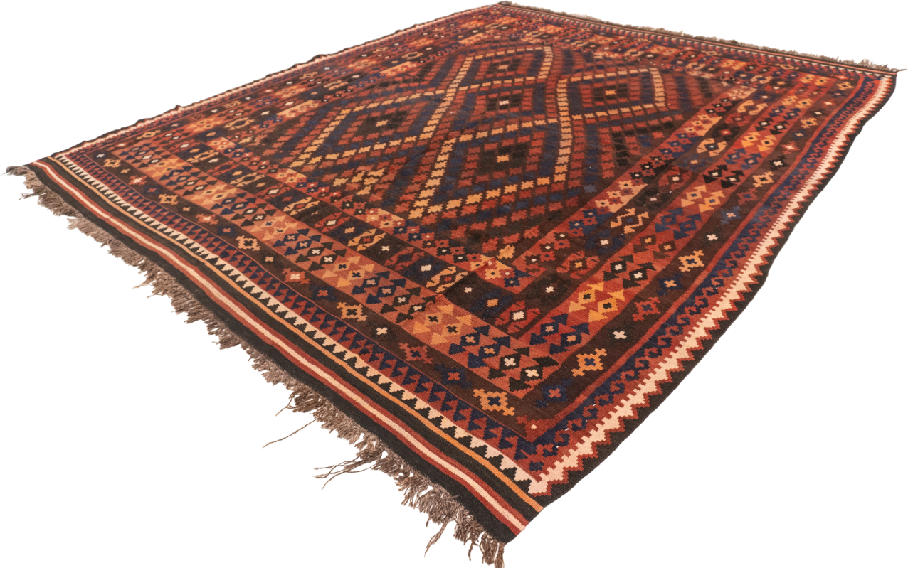 W 8.7 L 10.2 Kilim 100% Wool Hand-Woven All-Over Design - 20401