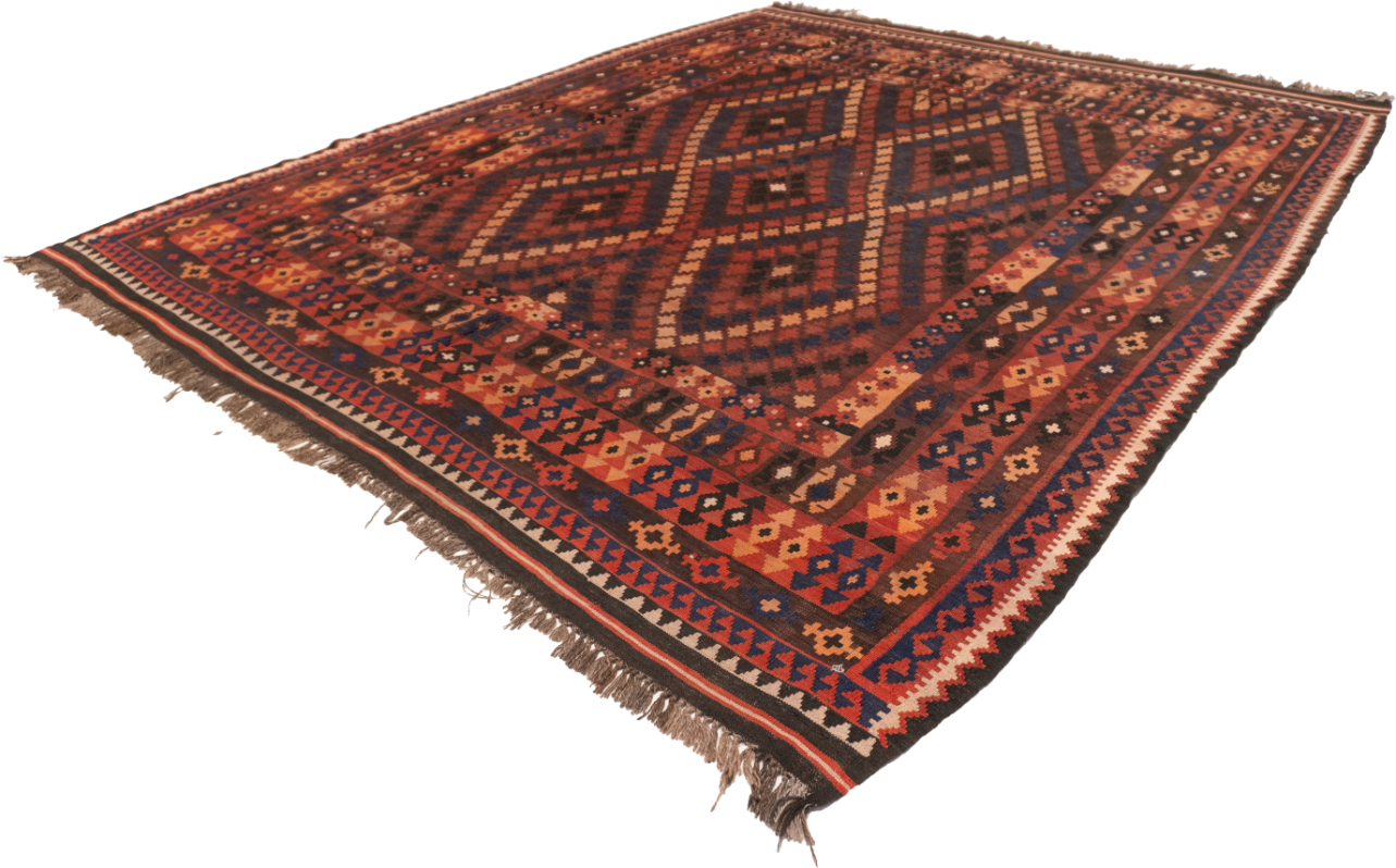 W 8.7 L 10.2 Kilim 100% Wool Hand-Woven All-Over Design - 20401