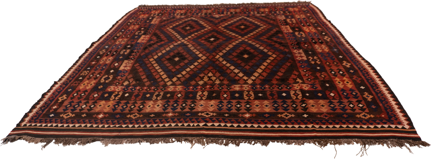 W 8.7 L 10.2 Kilim 100% Wool Hand-Woven All-Over Design - 20401